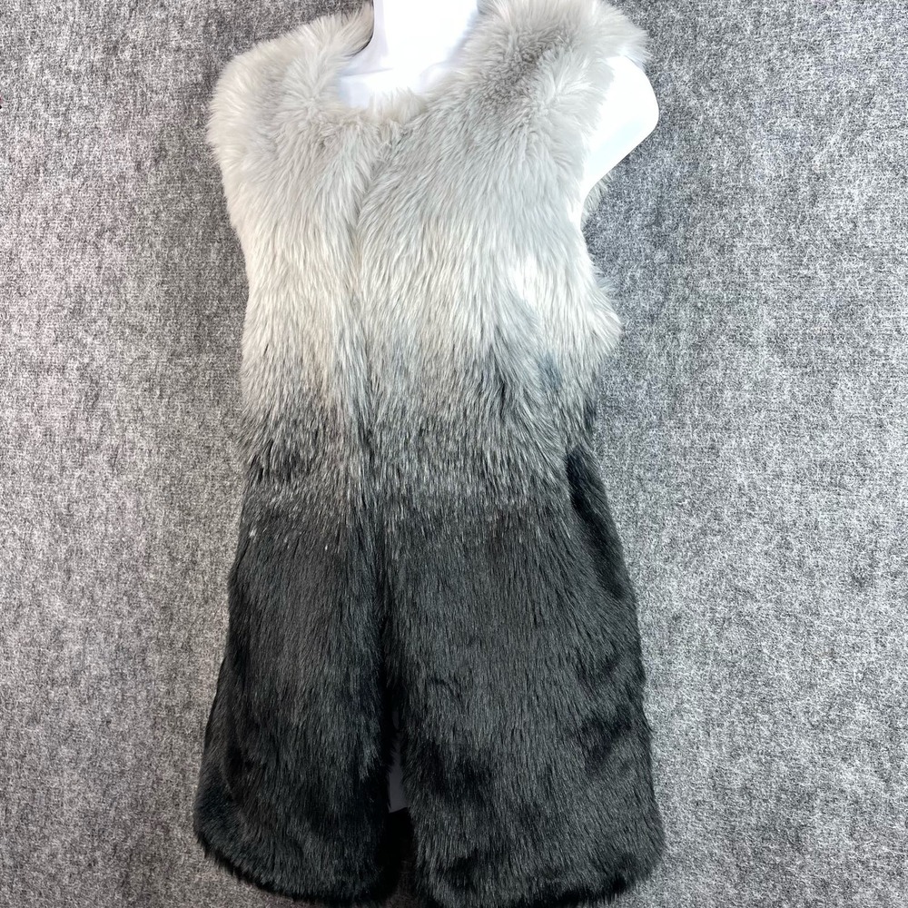 INC Faux Fur Women's Vest Black and Gray Size S/M